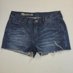 Madewell Cut Off Denim Shorts Womens 24 Blue Low Rise‎ Raw Hem Dark Wash Denim